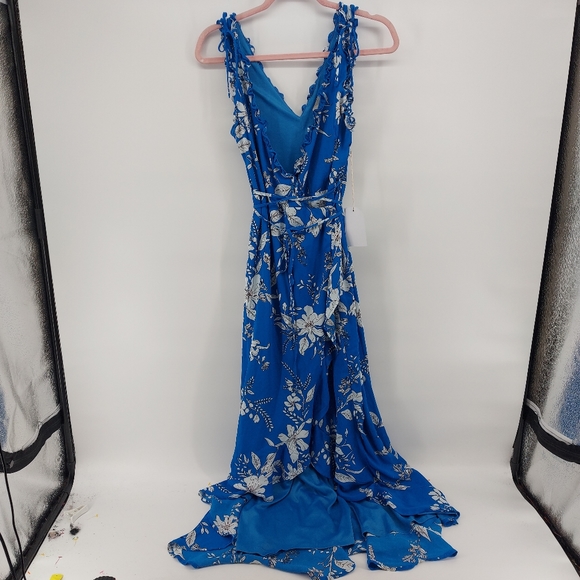 If by Sea blue ruffle asymmetrical wrap dress - Picture 2 of 8